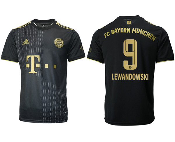Men's FC Bayern München #9 Robert Lewandowski Black Away Soccer Jersey